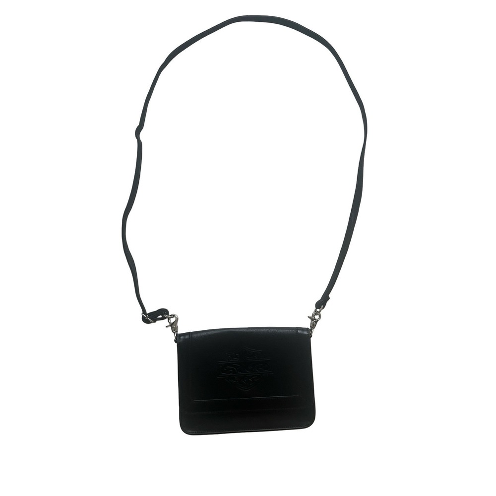 Harley Davidson Crossbody Purse Clutch‎ Black Logo Minimalist Faux Leather Small